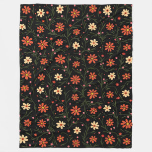 Beautiful Modern Vintage Floral Collection Fleece Blanket