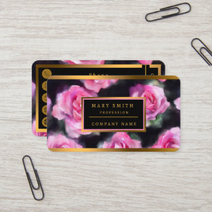 Beautiful Modern Watercolor Pink Roses Collection Business Card