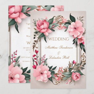 Beautiful Modern Wedding Floral flowers Invitation
