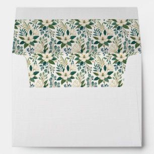 Beautiful Modern White Flowers and Berries Envelope