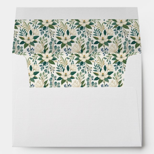 Beautiful Modern White Flowers and Berries Envelope (Back (Bottom))