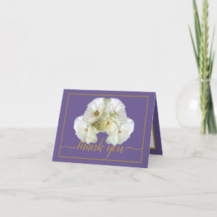 Beautiful Modern White Roses Botanical Thank You Card