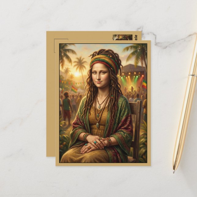 Beautiful Mona Lisa Reggae Festival Postcard (Front/Back In Situ)