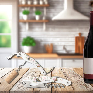 Beautiful Monogram Floral Butterflies Bridal Favou Corkscrew