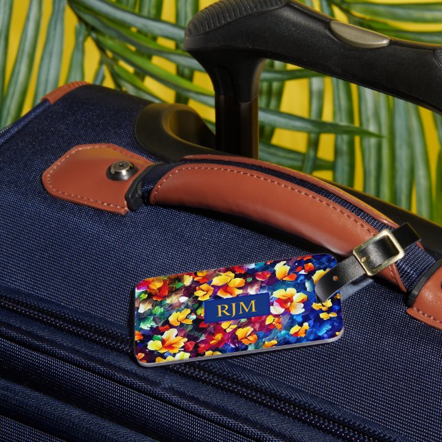 Beautiful Monogram Stylish Floral  Luggage Tag (Front Insitu 3)