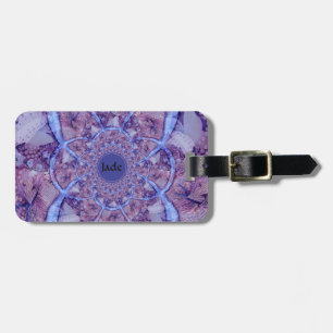 Beautiful monogrammed purple kaleidoscope luggage tag