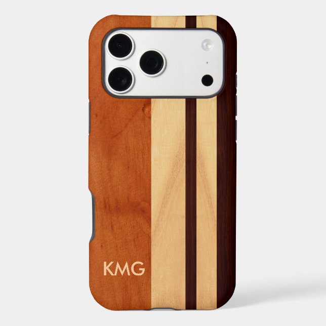 Beautiful Monogrammed Wood Stripes Pattern (Back)