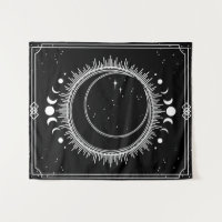 Beautiful Moon and Sun with Stars Black and White