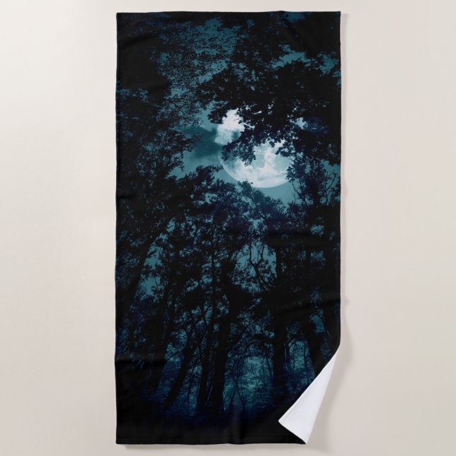 Beautiful Moon Glow Though Trees  Beach Towel (Front)