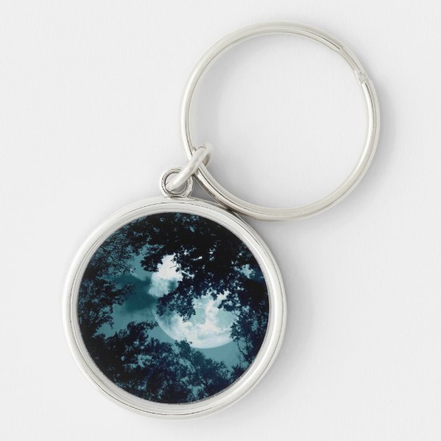 Beautiful Moon Glow Though Trees  Key Ring (Front)