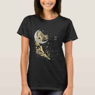 Beautiful moon stars woman art deco illustration T-Shirt