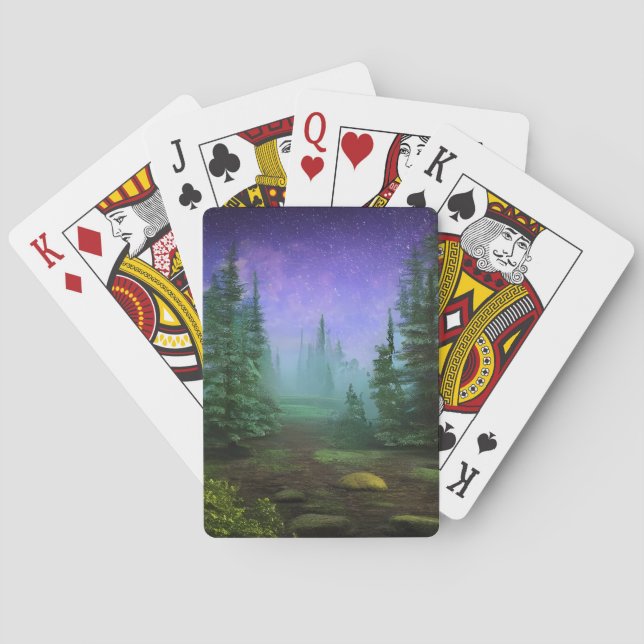 Beautiful Moonlight Wilderness Scene Playing Cards (Back)