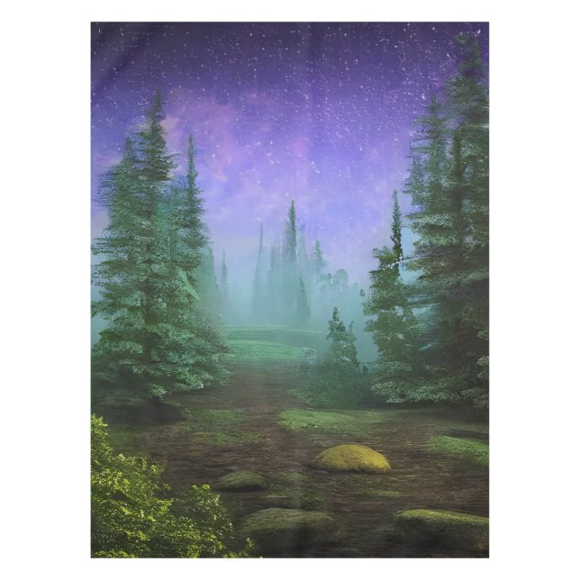 Beautiful Moonlight Wilderness Scene Tablecloth (Front)