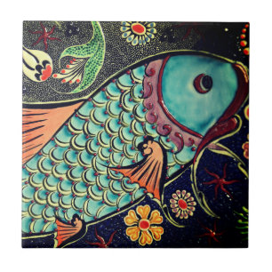 Beautiful mosaic and colorful fish tile