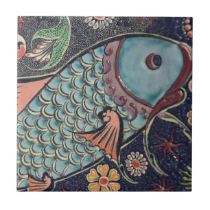 Beautiful mosaic and colourful fish tile