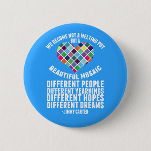 Beautiful Mosaic of Diversity Quote 6 Cm Round Badge