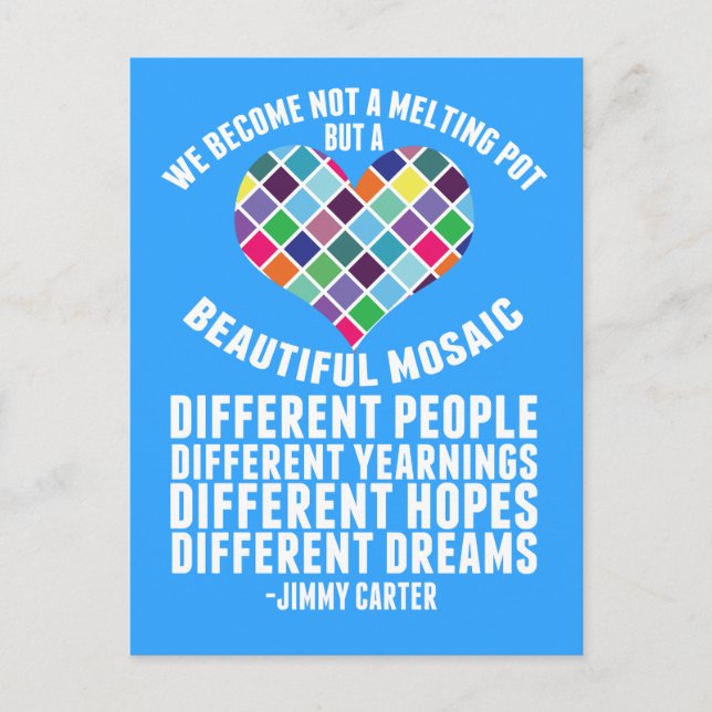 Beautiful Mosaic of Diversity Quote Postcard (Front)