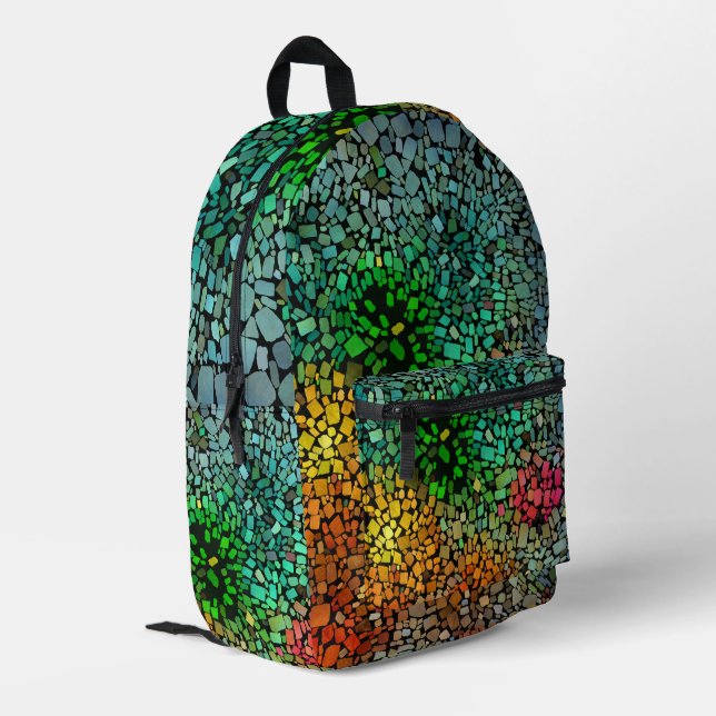 Beautiful mosaic printed backpack (Back Corner Left)