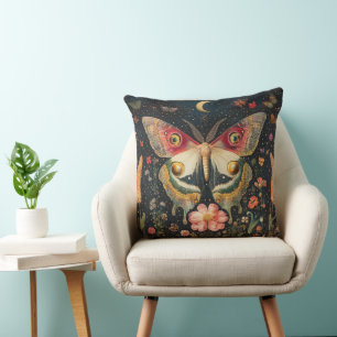 Beautiful Moth Crescent Moon Cushion