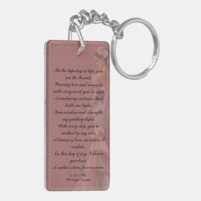 Beautiful Mother’s Day Dusty Pink Dedicated Ode  Key Ring (Back Left)