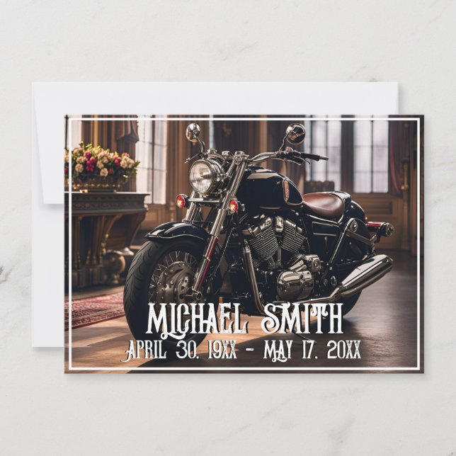 Beautiful Motorcycle Celebration of Life Invitation (Front)