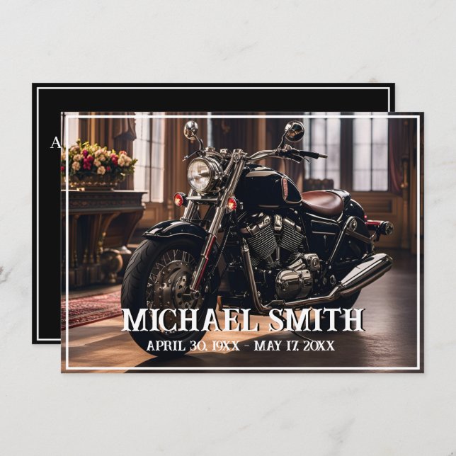 Beautiful Motorcycle Celebration of Life Invitation (Front/Back)