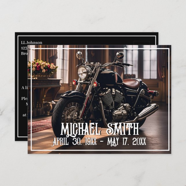 Beautiful Motorcycle Celebration of Life Postcard (Front/Back)