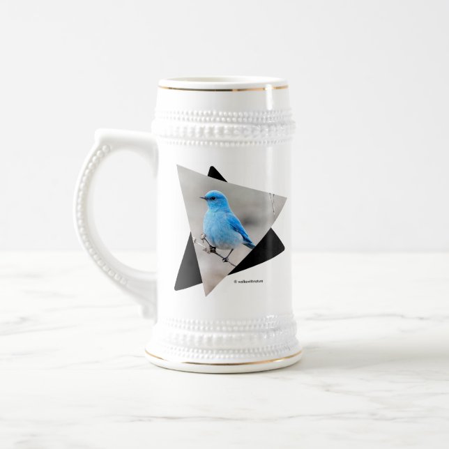 Beautiful Mountain Bluebird on Tansy Beer Stein (Left)