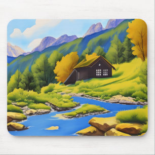 Beautiful Mountain Cabin  Tissue Paper Mouse Pad