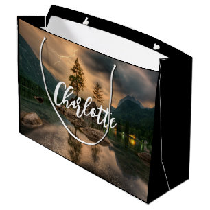 Beautiful Mountain Lake, Evening Photo Birthday Large Gift Bag