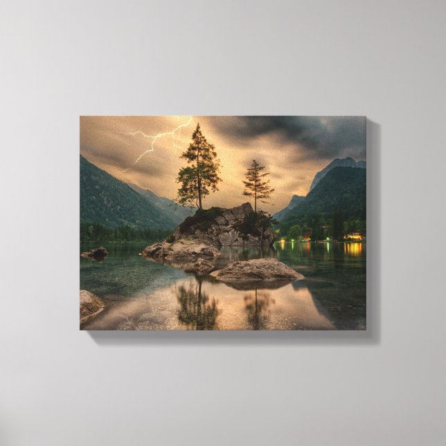 Beautiful Mountain Lake in the Evening Photo Canvas Print (Front)