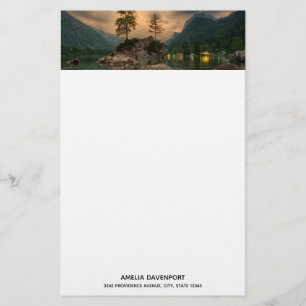 Beautiful Mountain Lake in the Evening Photo Stationery