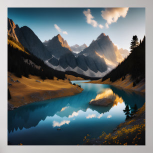 Beautiful Mountain Lake Nature Landscape Poster
