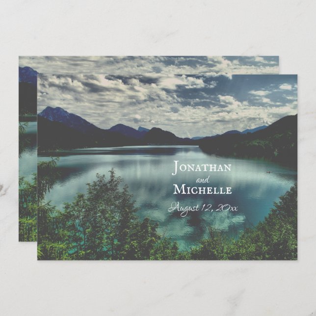 Beautiful Mountain Lake Reflections Wedding Invitation (Front/Back)
