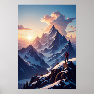 Beautiful Mountain Landscape Illustration Poster