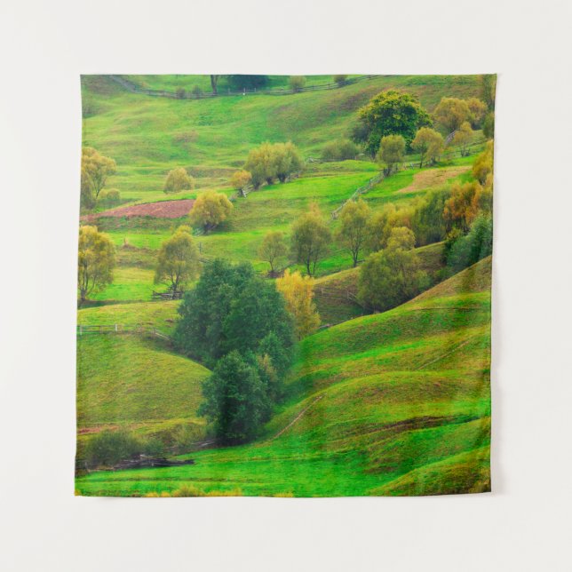 Beautiful mountain landscape in evening sunlight.  tapestry (Front)