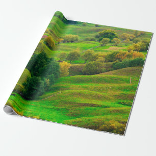 Beautiful mountain landscape in evening sunlight.  wrapping paper