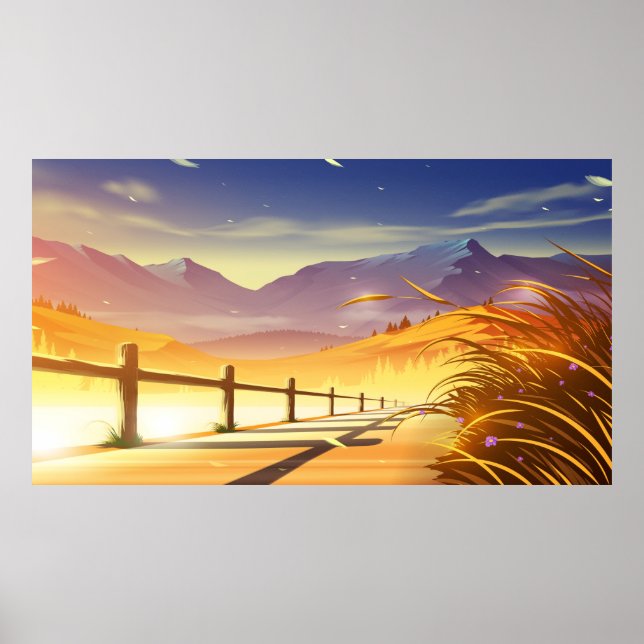 Beautiful mountain scenery poster (Front)