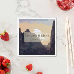 Beautiful Mountain Sunset Wedding Napkins