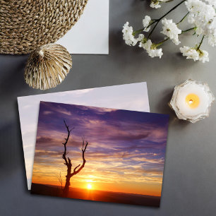 Beautiful Mountain Sunset With Tree Nature Photo Card