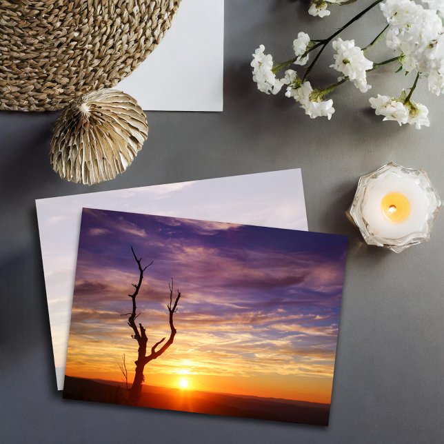 Beautiful Mountain Sunset With Tree Nature Photo Card (Creator Uploaded)
