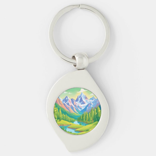 Beautiful Mountains Key Ring (Front)
