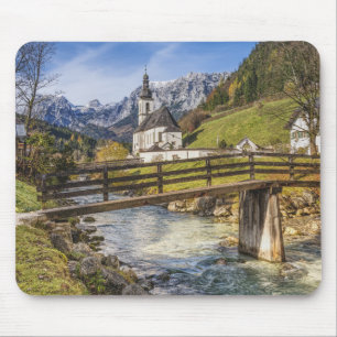 Beautiful Mountains with Church Mouse Pad