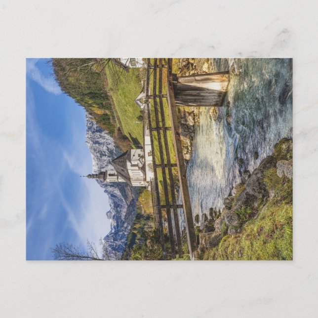 Beautiful Mountains with Church Postcard (Front)