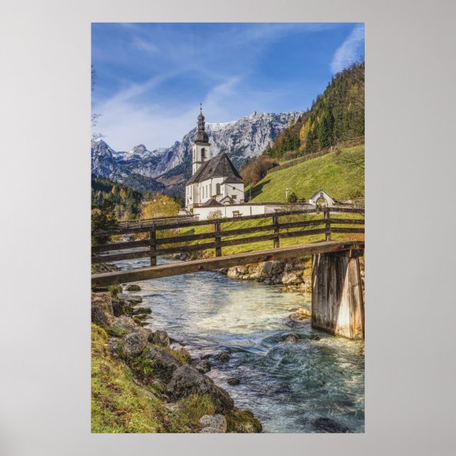 Beautiful Mountains with Church Poster (Front)
