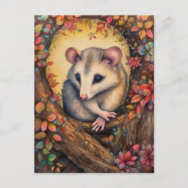 Beautiful Mouse In The Autumn Forest Art Postcard (Front)