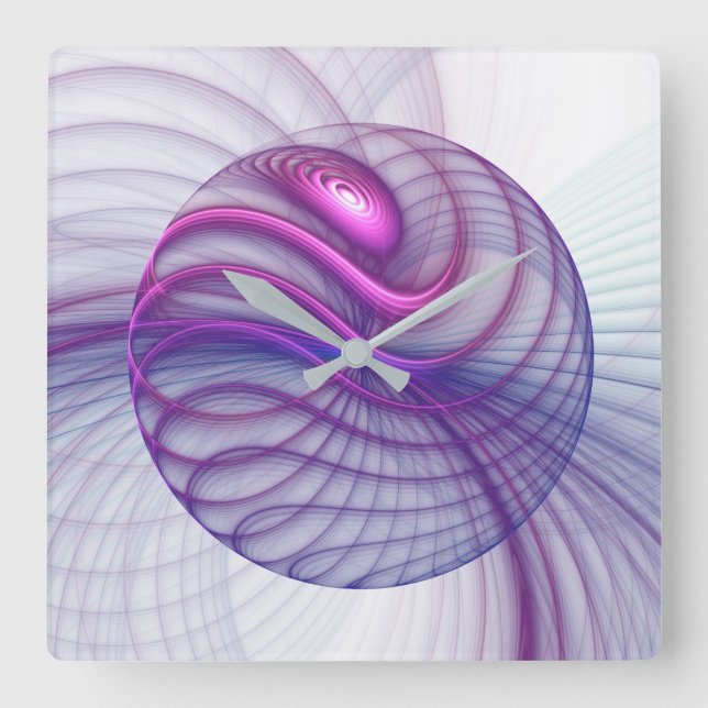 Beautiful Movements Abstract Fractal Art Pink Square Wall Clock (Front)
