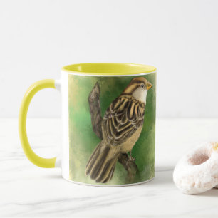 Beautiful Mug with Little Sparrow - Painting