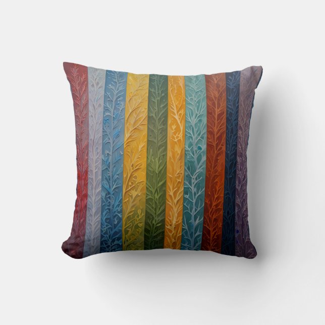 Beautiful multi colored ice crystal feathered  cushion (Front)