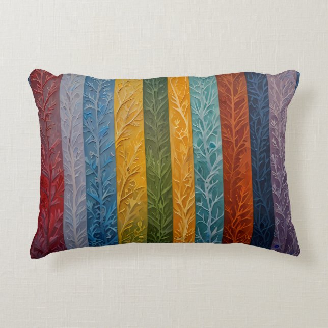 Beautiful multi colored ice crystal feathered  decorative cushion (Front)